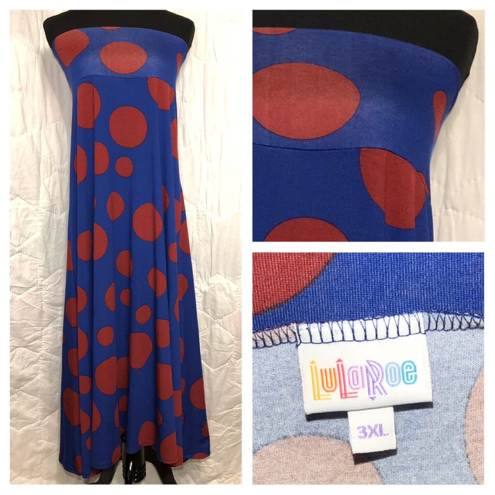 3XL LuLaRoe Blue and Burgundy Maxi Skirt NWOT